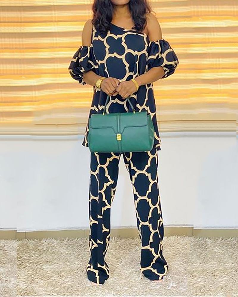 Casual Printed Two Piece Suit