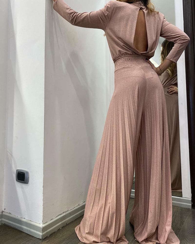 Stylish turtleneck long-sleeved jumpsuit