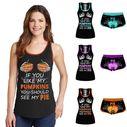 Halloween pumpkin singlet and shorts