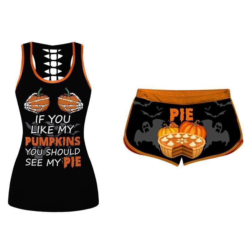 Halloween pumpkin singlet and shorts