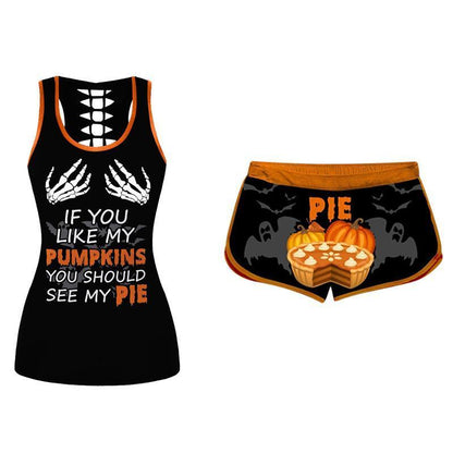 Halloween pumpkin singlet and shorts