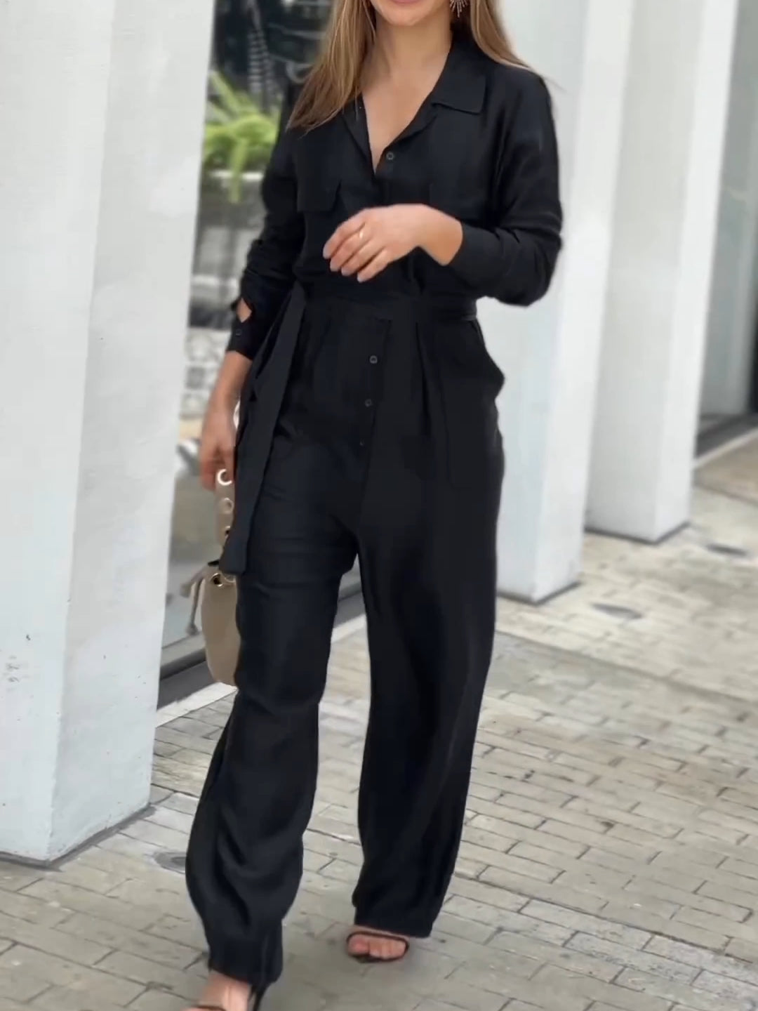 Black Fashion Simple Jumpsuit