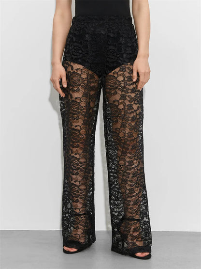 Sexy See Through Lace Women Pant