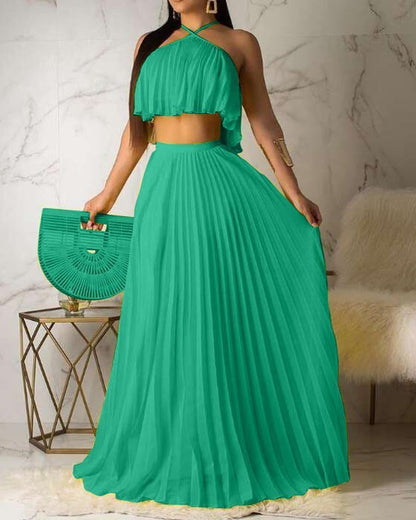 Two-piece Pleated Loose Suit Dress