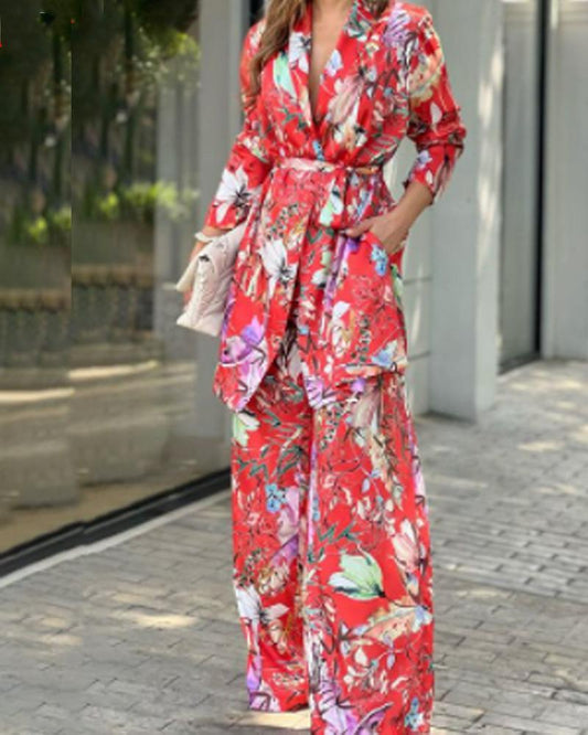 Casual Loose Print Suit