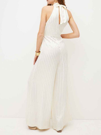 Sleeveless Cutout Striped Jumpsuit