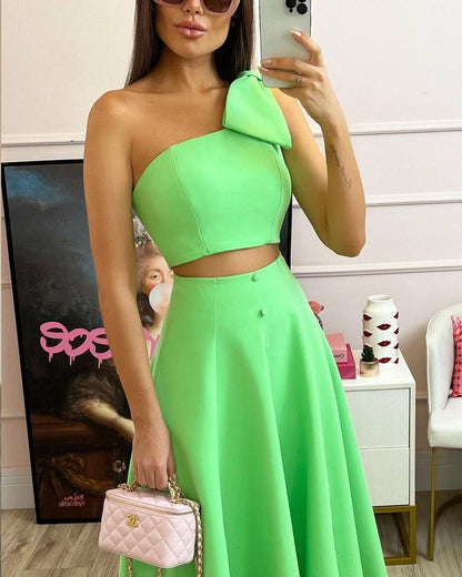 Solid Sleeveless Top Dress Set