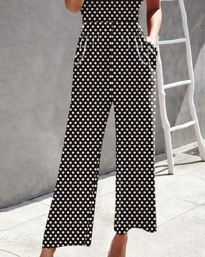 Diagonal Shoulder Top Printed Jumpsuit