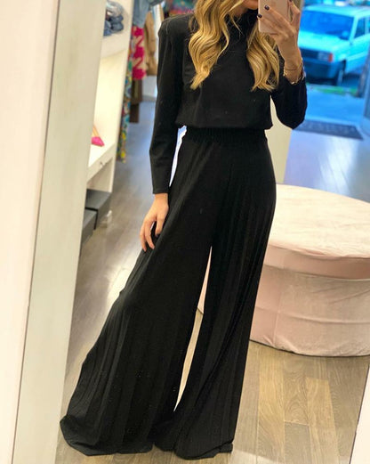 Stylish turtleneck long-sleeved jumpsuit