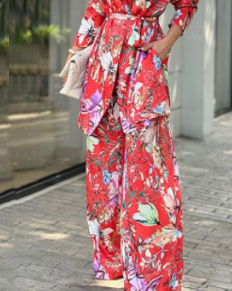 Casual Loose Print Suit