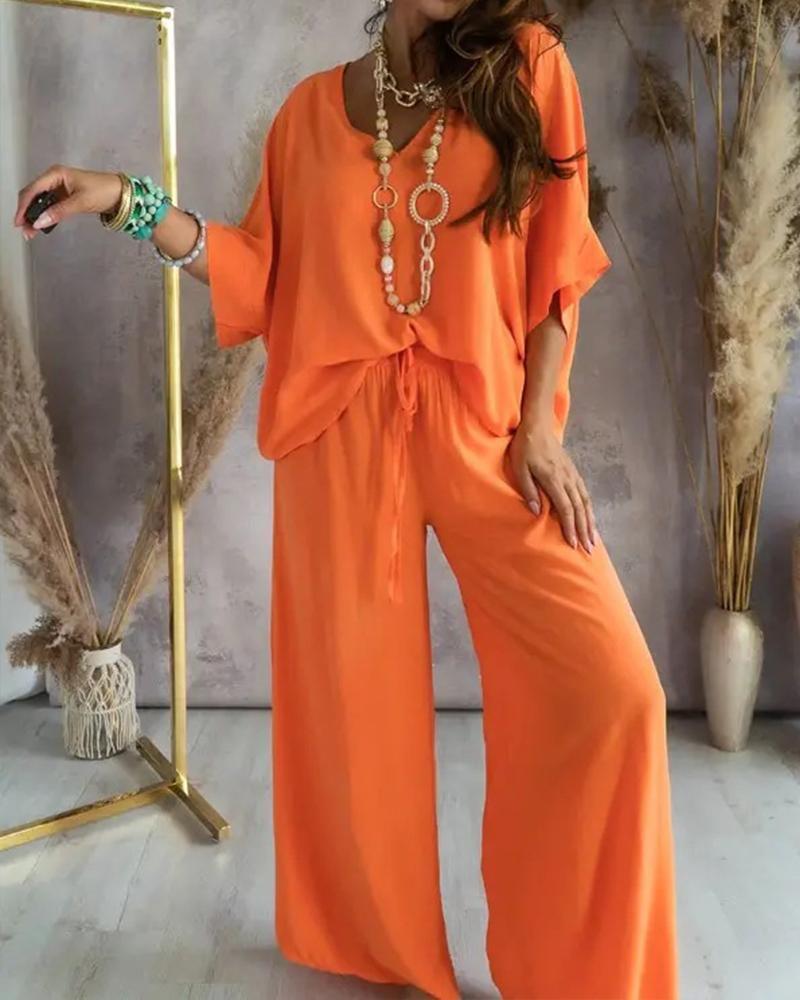 Fashion V-Neck Loose Casual Suit