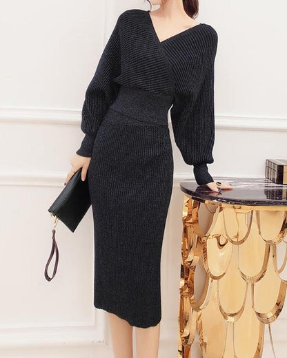 Hip Skirt Temperament Knitted Skirt Set