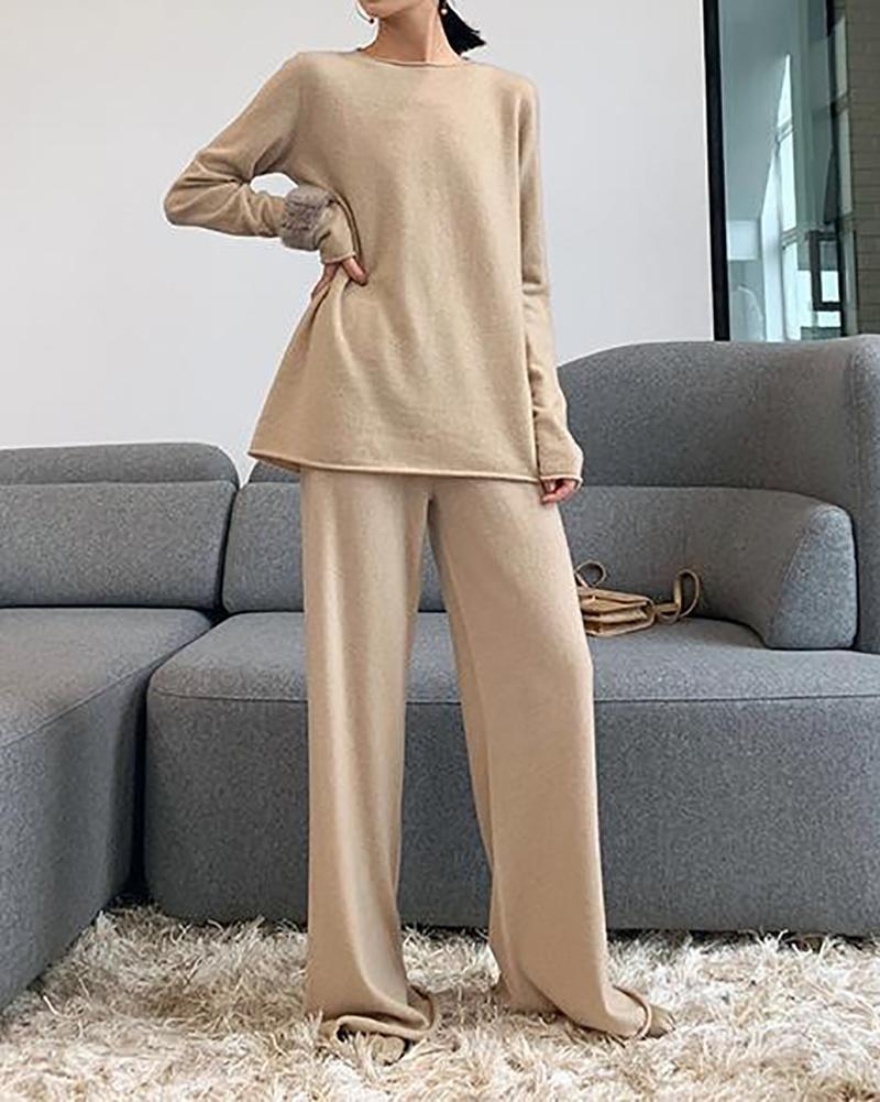 Solid Color Long Sleeved Set