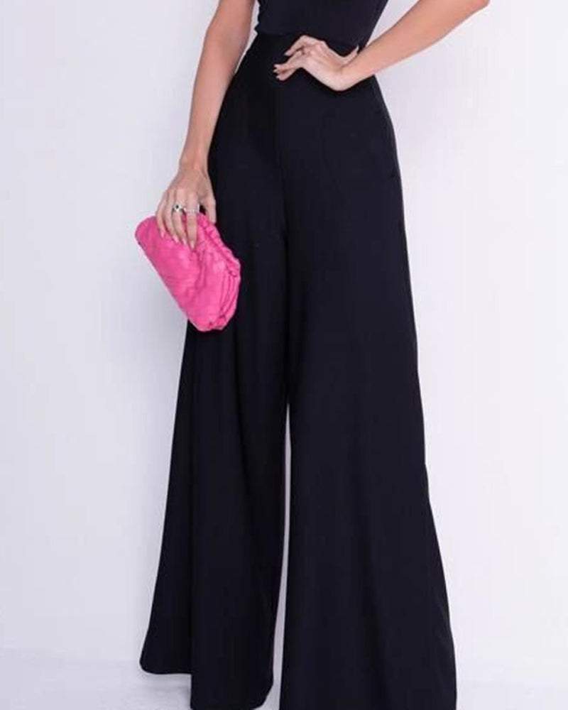 Casual Solid Off-Shoulder Jumpsuit