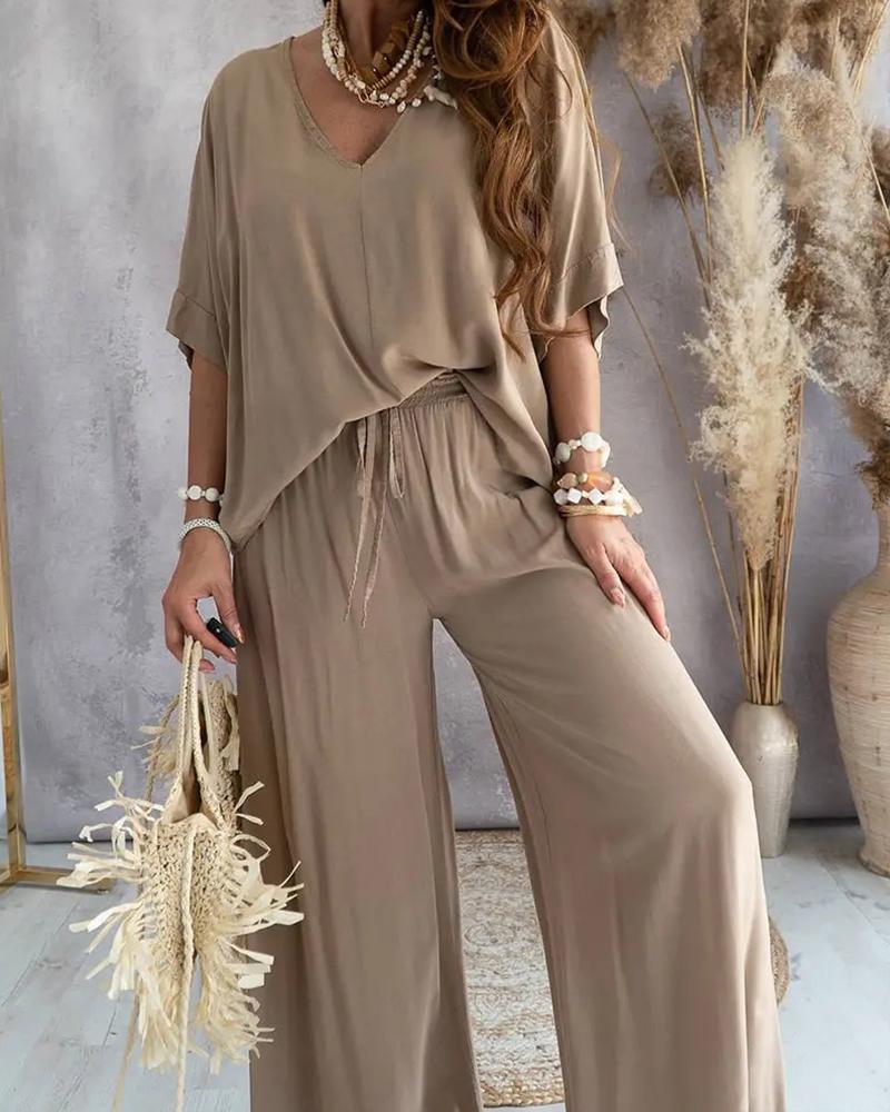 Fashion V-Neck Loose Casual Suit