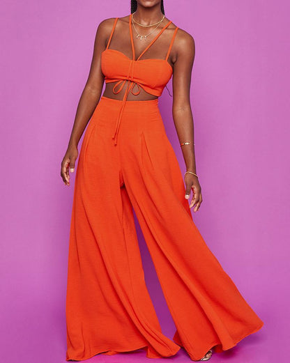 Casual Camisole & Wide Leg Pants Set