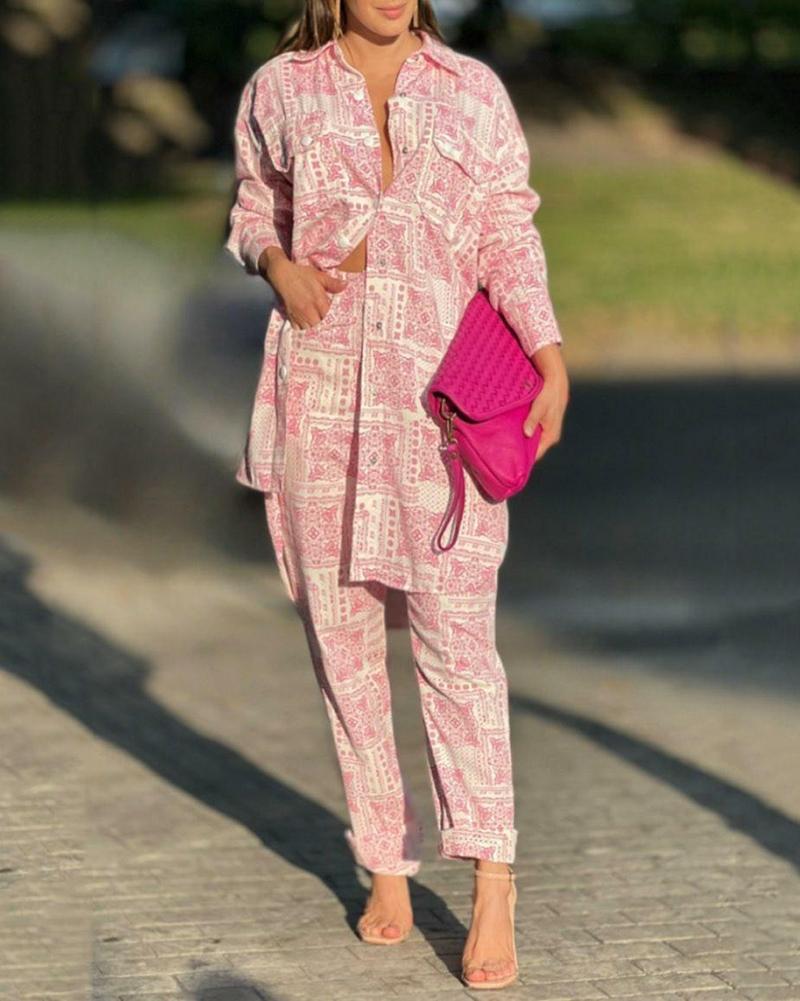 Stylish Printed Two Piece Suit