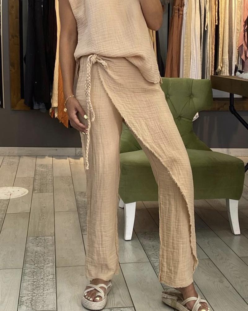 Khaki Irregular Design Casual Suit