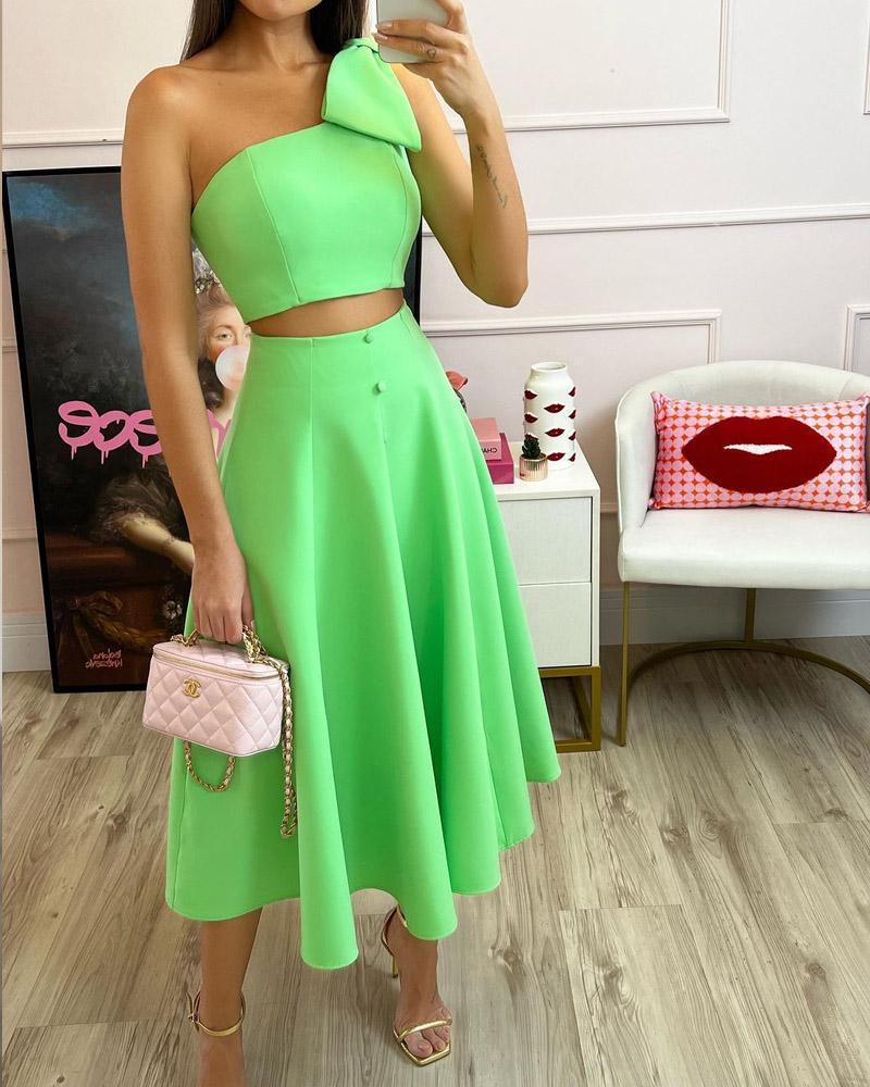 Solid Sleeveless Top Dress Set