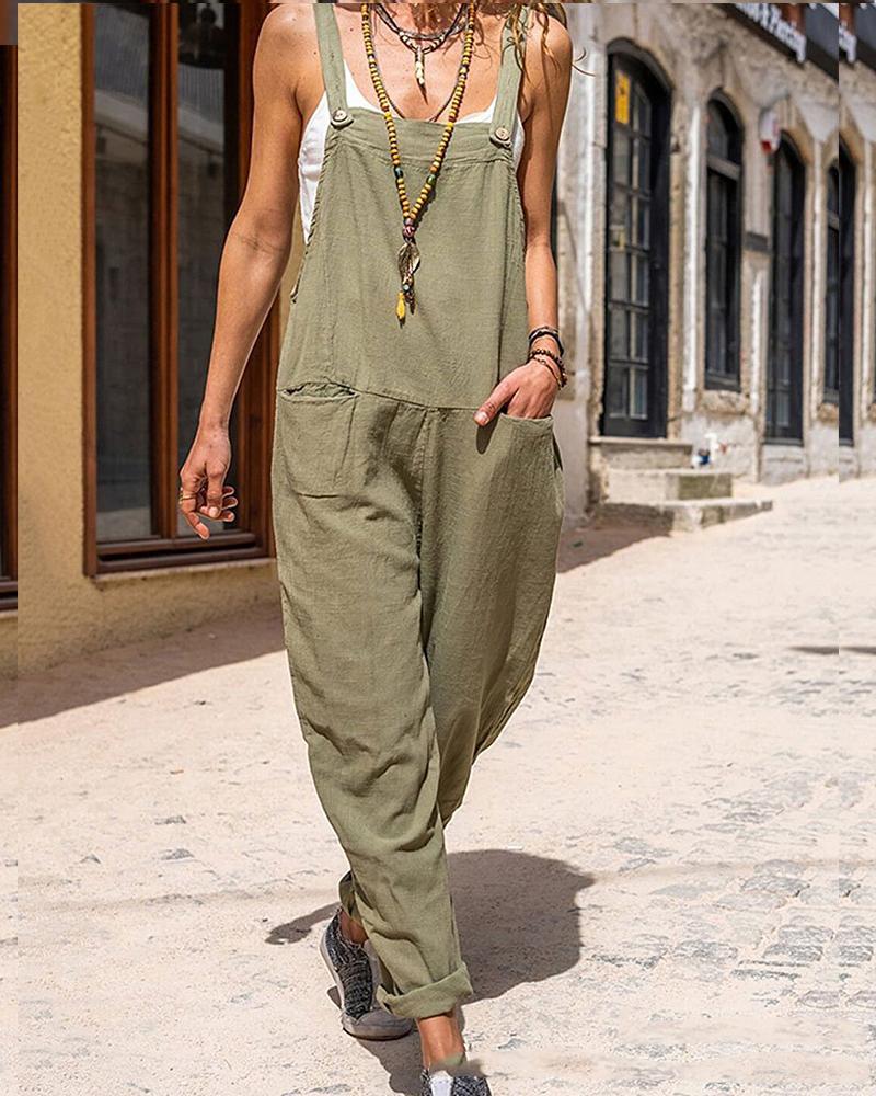 Sleeveless Backless Casual Patchwork Jumpsuit