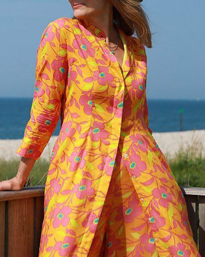 Casual floral print two-piece suit