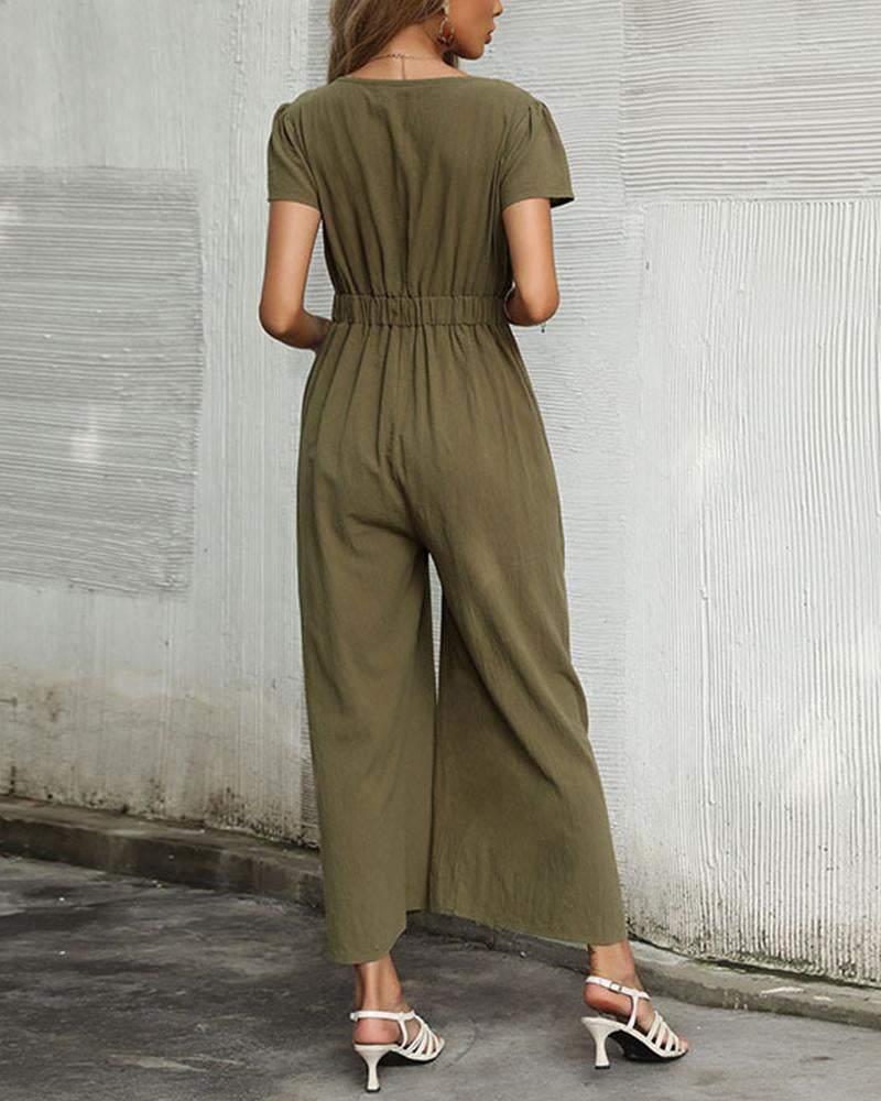 Sexy Hollow Out Cotton Linen Jumpsuit