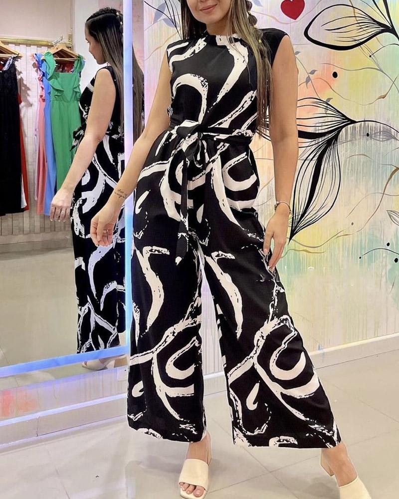 Casual Printed Sleeveless Pants