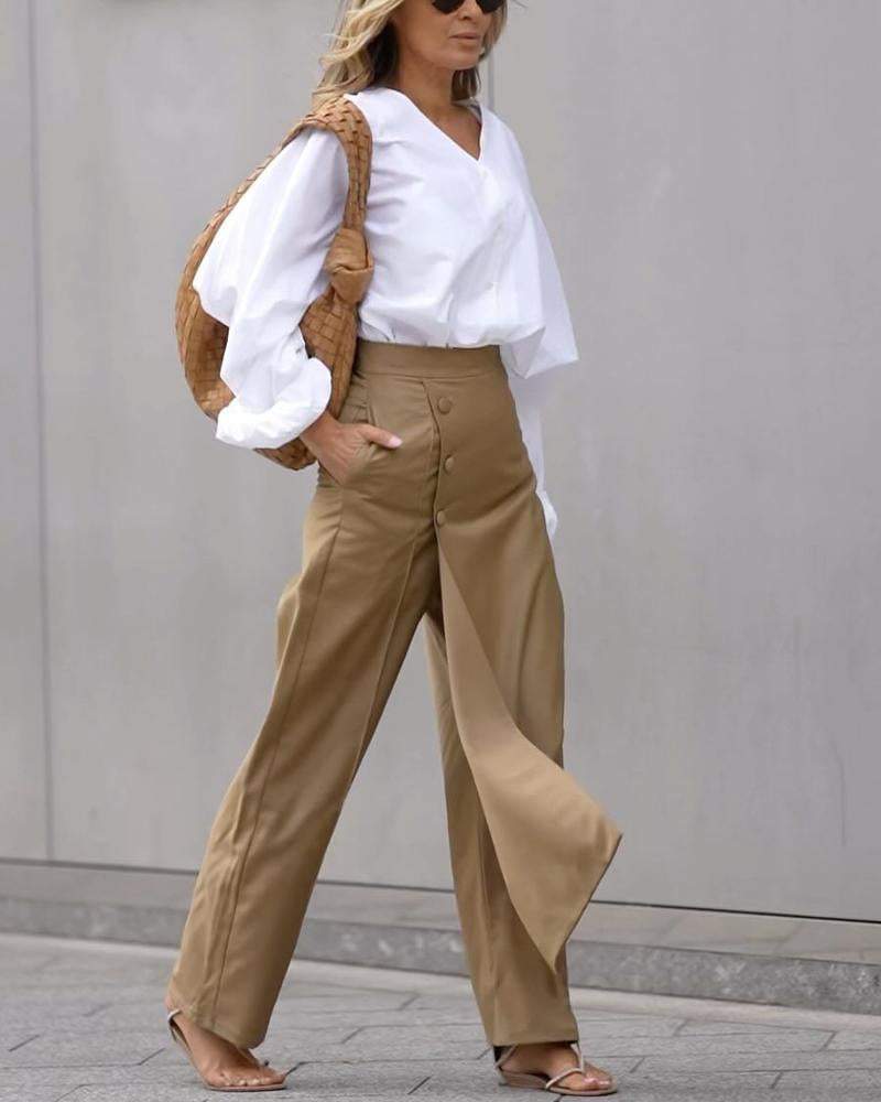 White Shirt Irregular Long Skirt Suit