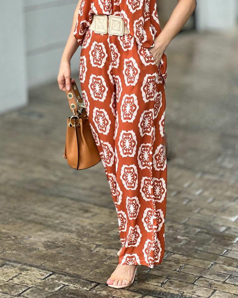 Casual Printed Two Piece Suit