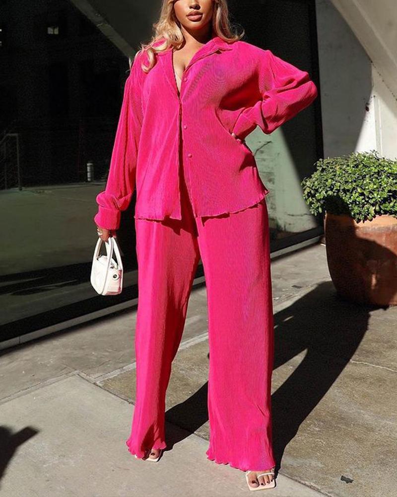 Sexy Pleated Loose Casual Multicolor Suit