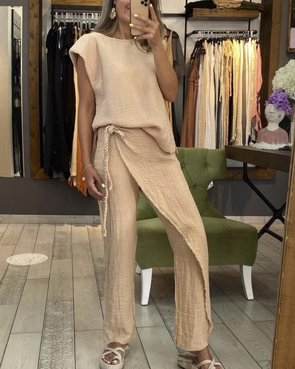 Khaki Irregular Design Casual Suit