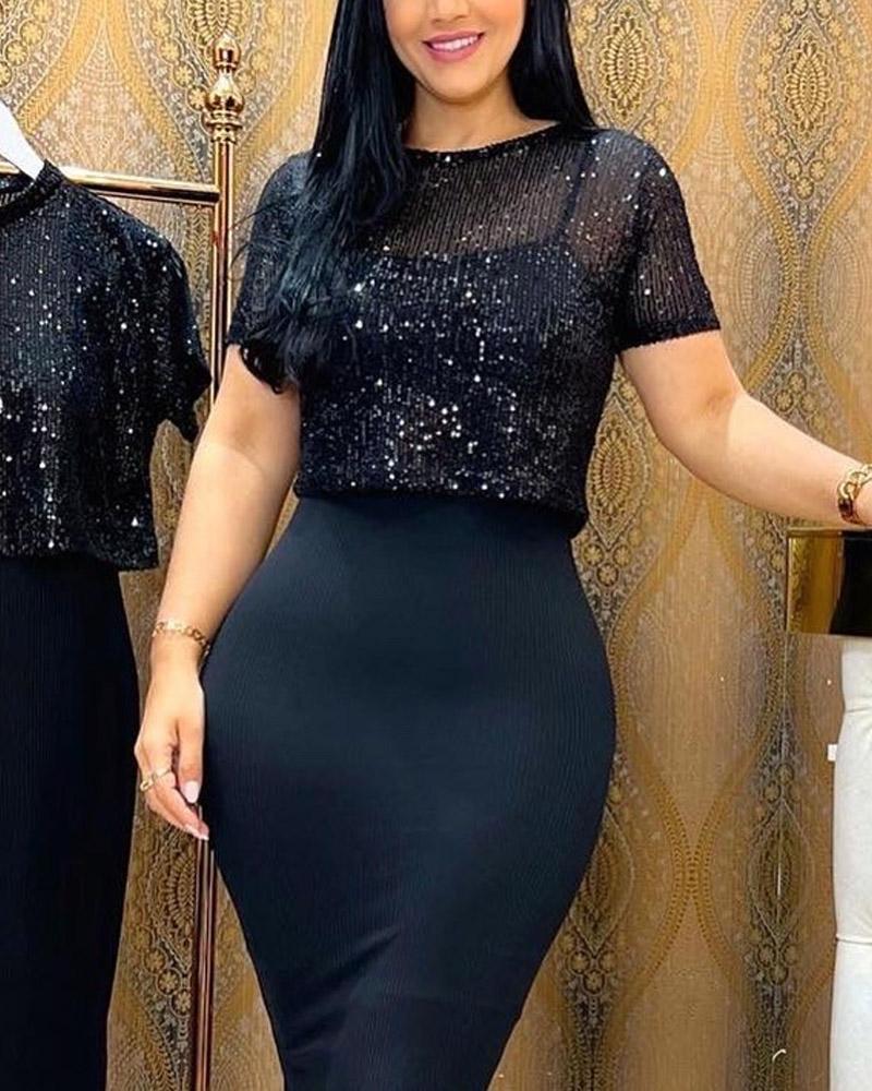 Fashion Bright Top Long Dress Set