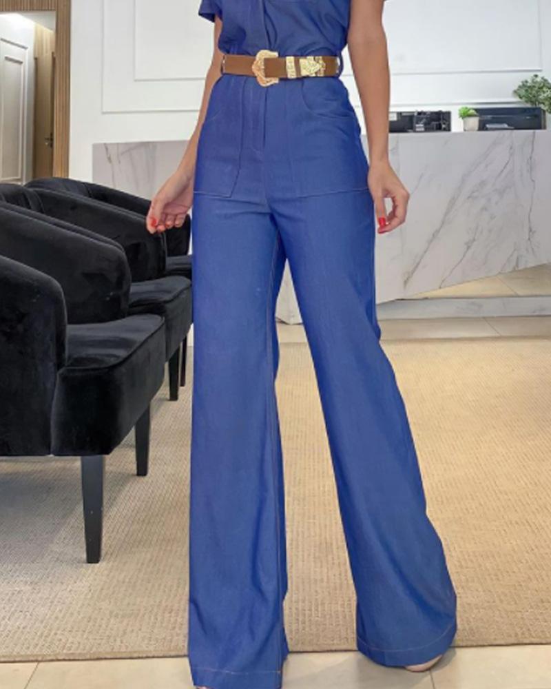 Design Solid Color Jumpsuit