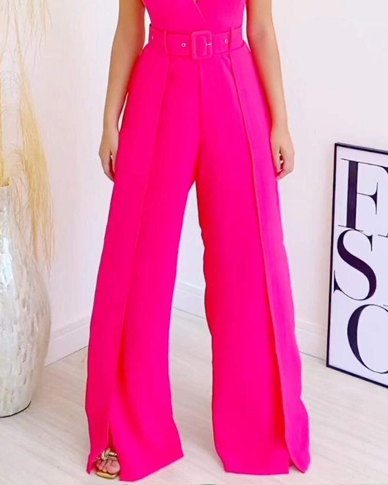 Design Solid Color Jumpsuit