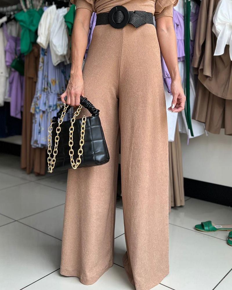 Temperament Solid Color Casual Straight Jumpsuit