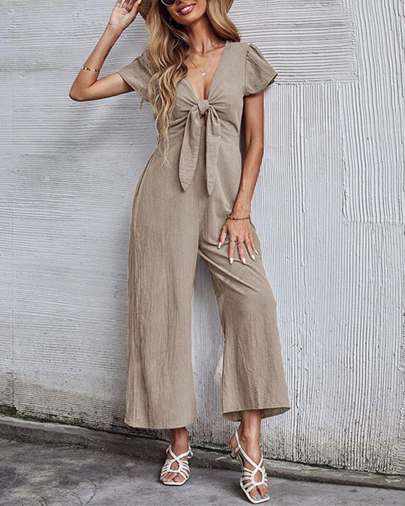 Sexy Hollow Out Cotton Linen Jumpsuit