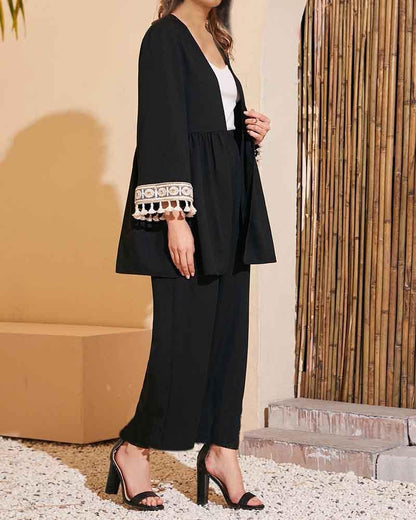 Stylish Two Piece Set of Long Sleeve Cardigan & Pants