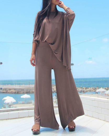 Solid Color Loose Two Piece Suit