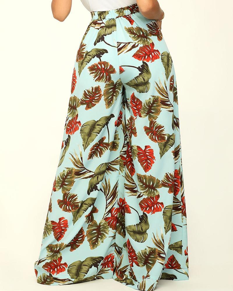 Casual Botanical Print Suit