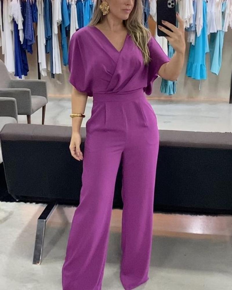 Cross Neck Waist Jumpsuit