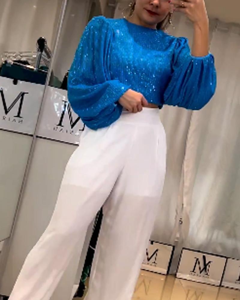 Sequined Top Casual Pants Set