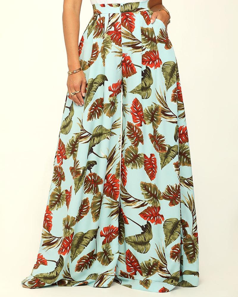 Casual Botanical Print Suit