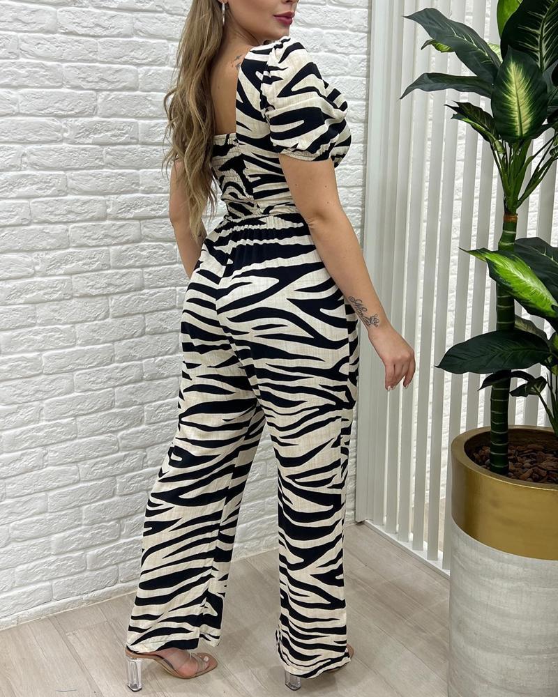 Fashion Zebra Pattern Long Jumpsuit