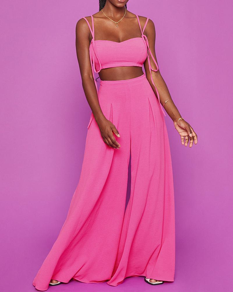 Casual Camisole & Wide Leg Pants Set