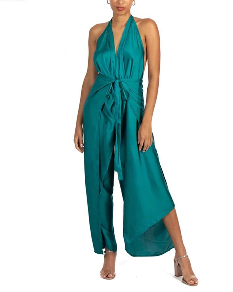 Sexy and Versatile Solid Color Jumpsuit