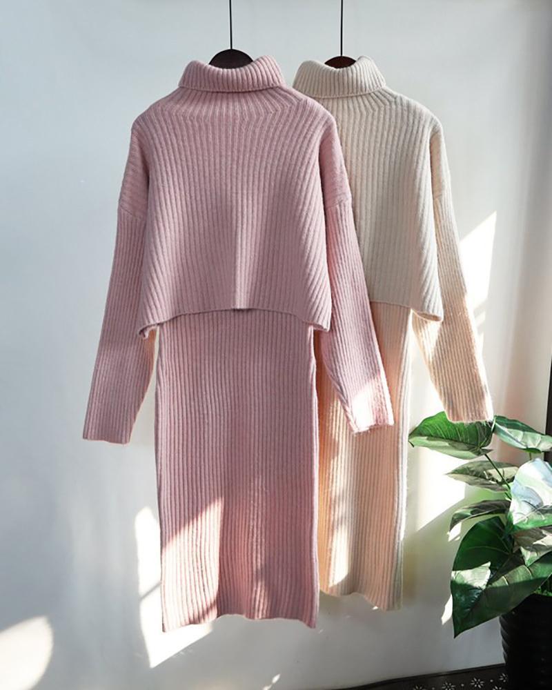 Senior Sense Sweater Skirt Two Pieces Set