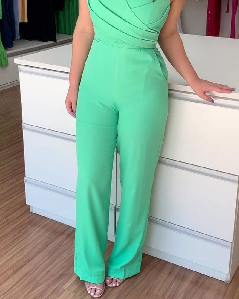 Fashion Solid Color Sling Jumpsuit