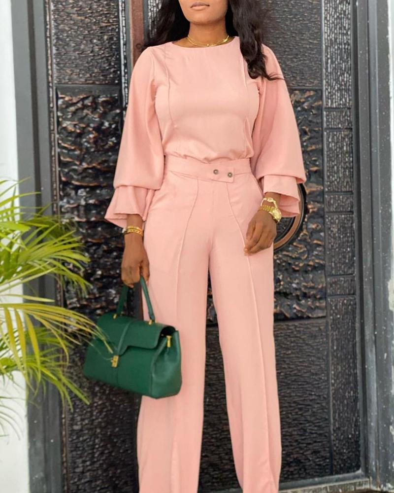 Solid color casual two-piece suit