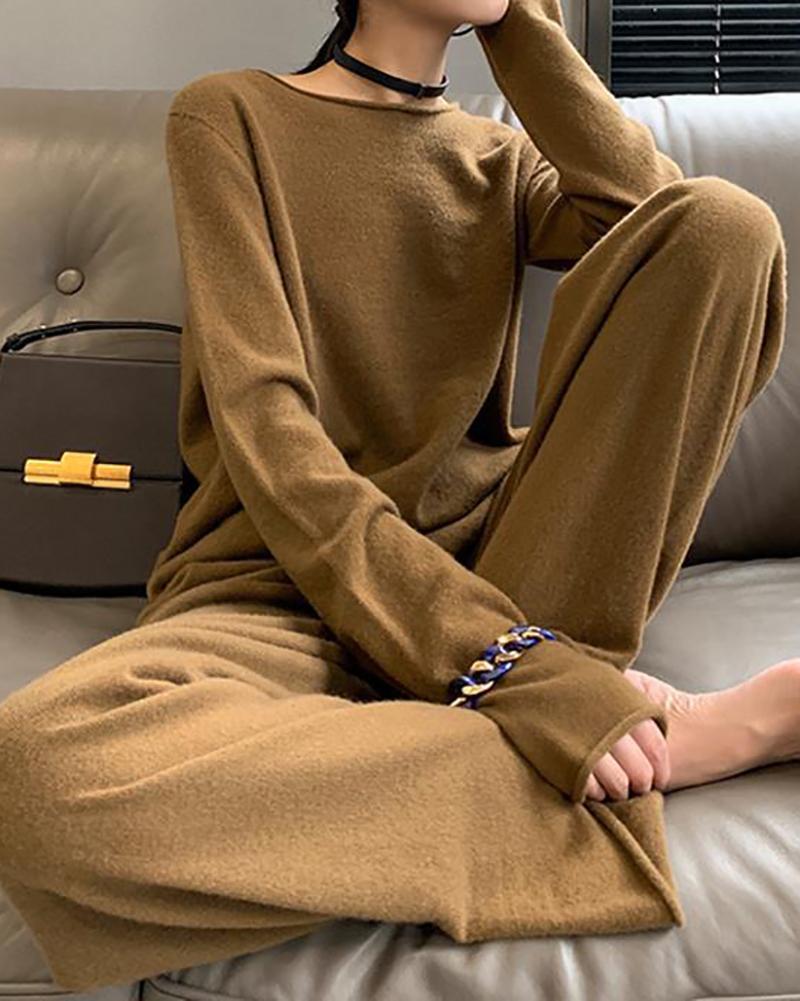 Solid Color Long Sleeved Set