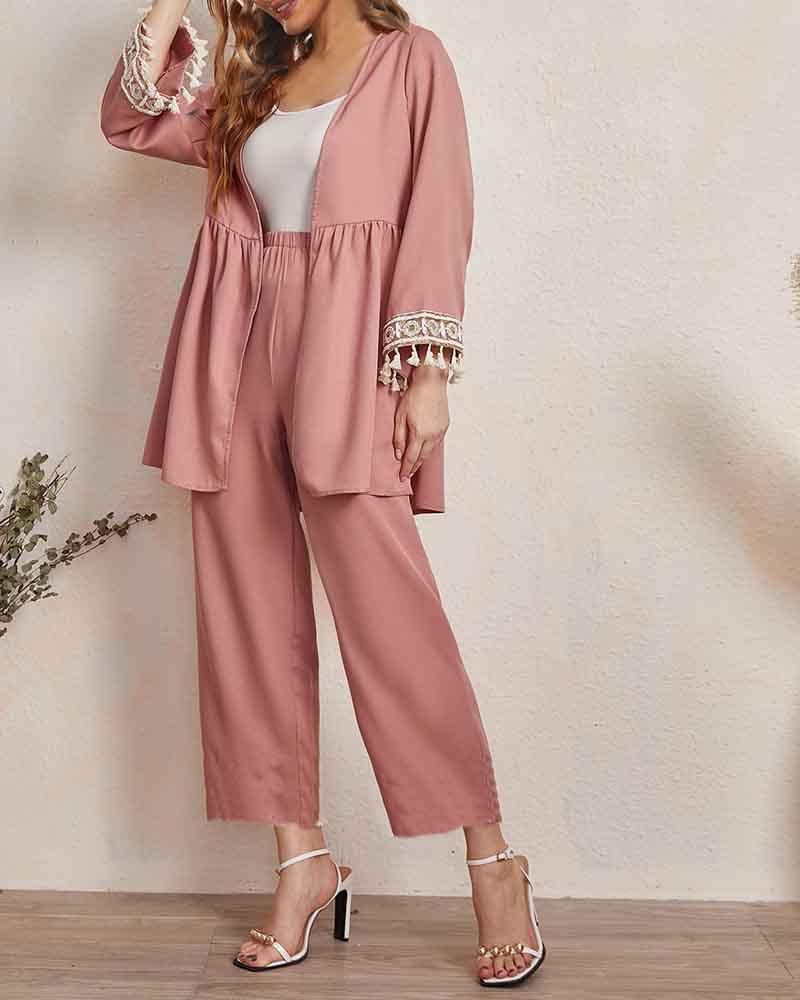 Stylish Two Piece Set of Long Sleeve Cardigan & Pants